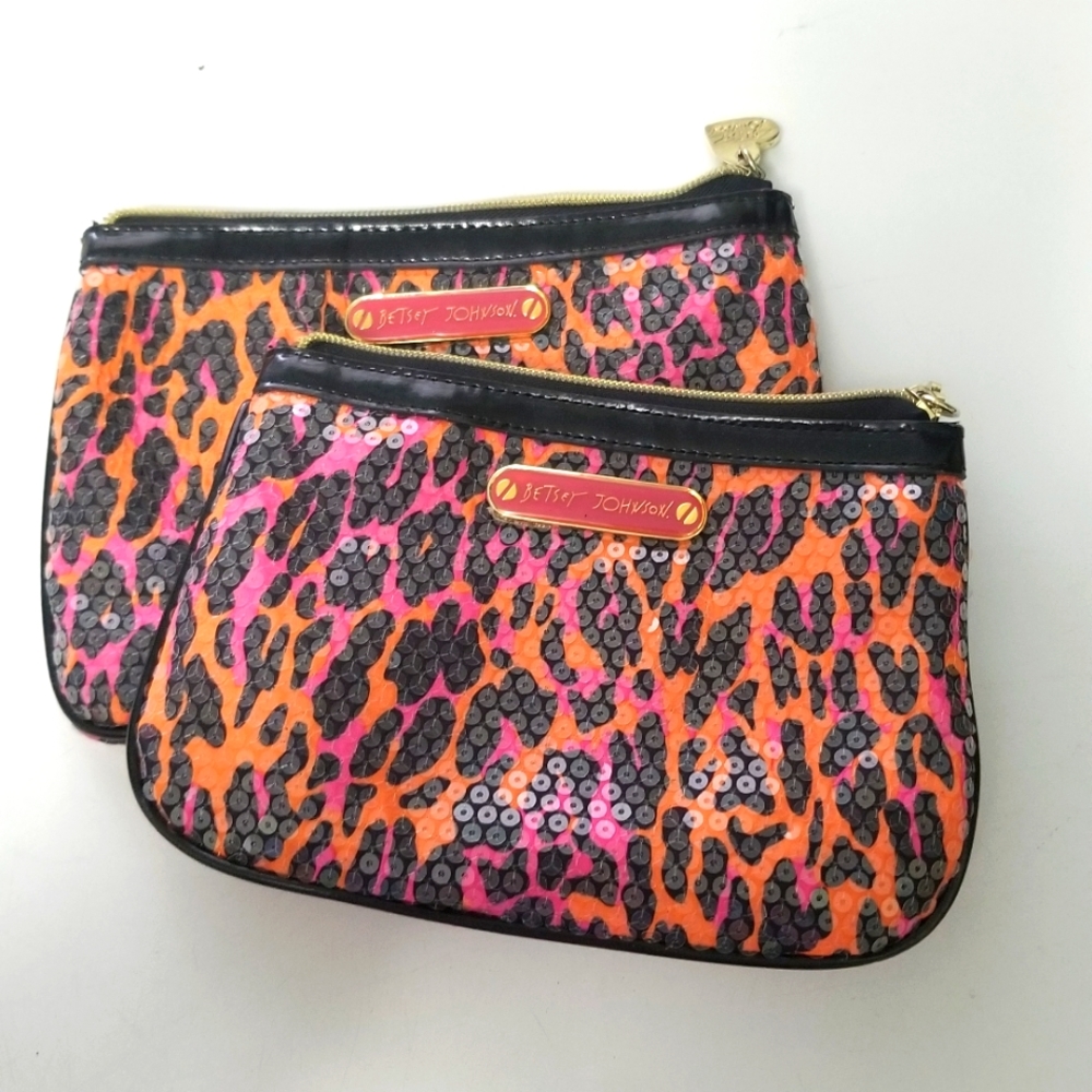 Set of 2 Betsy Johnson zipper pouches